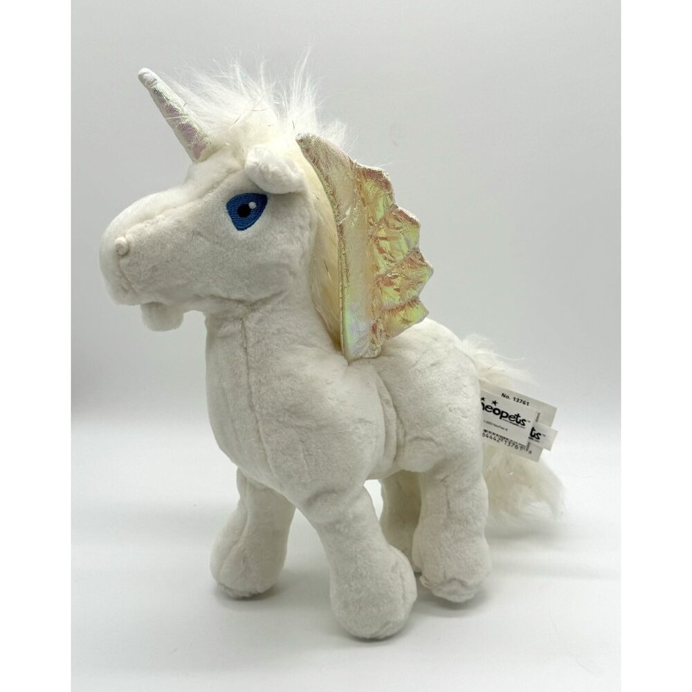 Neopets Uni Unicorn Pegasus Alicorn White and Iridescent 2003 11”